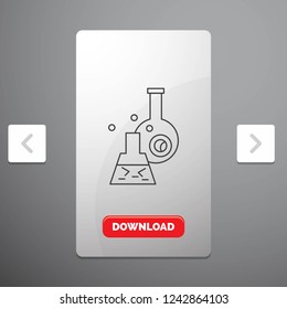 beaker, lab, test, tube, scientific Line Icon in Carousal Pagination Slider Design & Red Download Button