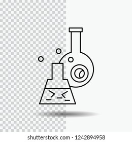 beaker, lab, test, tube, scientific Line Icon on Transparent Background. Black Icon Vector Illustration