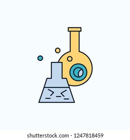 beaker, lab, test, tube, scientific Flat Icon. green and Yellow sign and symbols for website and Mobile appliation. vector illustration