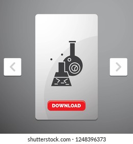 beaker, lab, test, tube, scientific Glyph Icon in Carousal Pagination Slider Design & Red Download Button