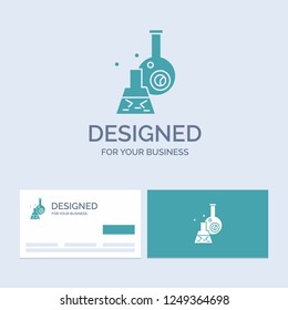 beaker, lab, test, tube, scientific Business Logo Glyph Icon Symbol for your business. Turquoise Business Cards with Brand logo template.