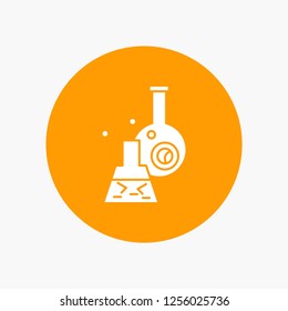beaker, lab, test, tube, scientific White Glyph Icon in Circle. Vector Button illustration