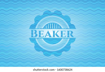Beaker light blue water wave badge background. Vector Illustration. Detailed.