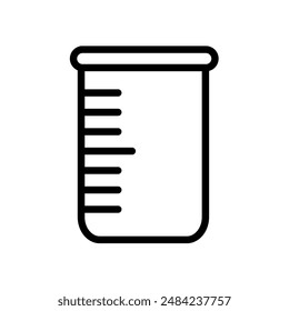 beaker line icon, simple scientific lab ware flat design vector pictogram	