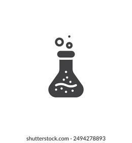 Beaker with a liquid and bubbles vector icon. filled flat sign for mobile concept and web design. Science Beaker glyph icon. Symbol, logo illustration. Vector graphics