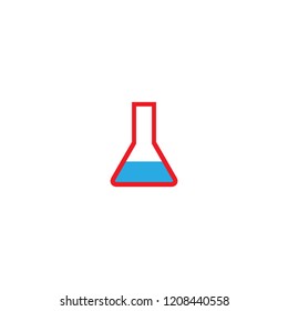 Beaker with liquid chemical flat icon
