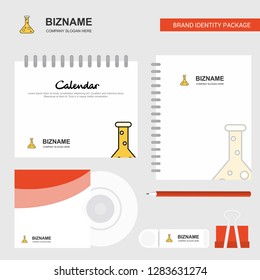 Beaker Logo, Calendar Template, CD Cover, Diary and USB Brand Stationary Package Design Vector Template