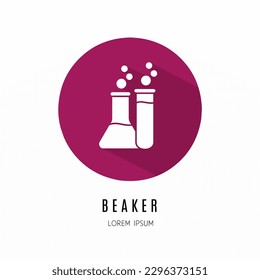 Beaker logo. Illustration of beaker in flat. Stock vector.