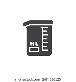 Beaker with measurement marks vector icon. filled flat sign for mobile concept and web design. Beaker glyph icon. Measure Flask symbol, logo illustration. Vector graphics