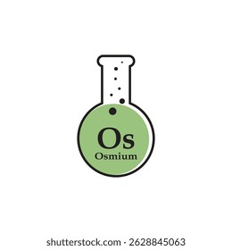 Beaker with osmium element symbol 