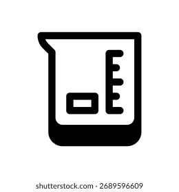 Beaker. Outlined stroke vector icon with black-filled details.