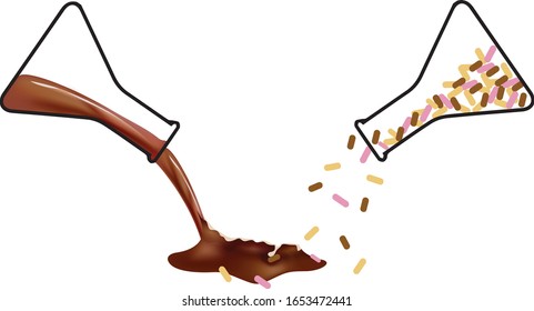 Un vaso de chocolate y confección 