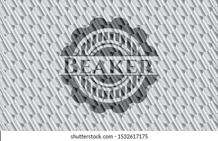 Beaker shiny silver emblem. Scales pattern. Vector Illustration. Detailed.