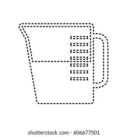 Beaker sign. Vector. Black dashed icon on white background. Isolated.