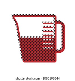 Beaker sign. Vector. Brown icon with shifted black circle pattern as duplicate at white background. Isolated.