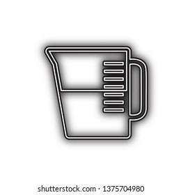 Beaker sign. Vector. Double contour black icon with soft shadow at white background. Isolated.