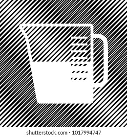 Beaker sign. Vector. Icon. Hole in moire background.