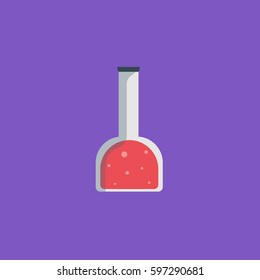 Beaker Vector Icon, The symbol of laboratory medicine glass with colorful liquid. Simple, modern flat vector illustration for mobile app, website or desktop app  
