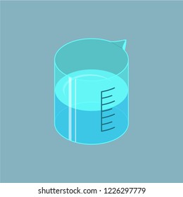 beaker vector isometric icon on gray background