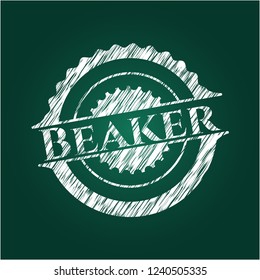 Beaker written on a blackboard