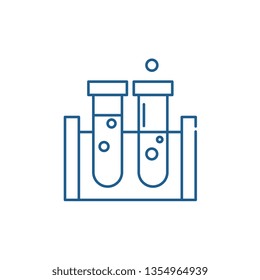 Beakers line icon concept. Beakers flat  vector symbol, sign, outline illustration.