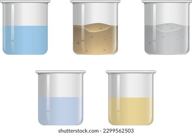 Beakers, types of beakers vector