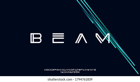 Beam, an Abstract modern minimalist geometric futuristic alphabet font. digital space typography vector illustration design