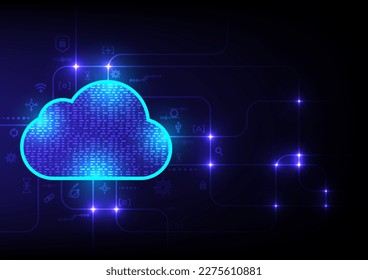 beam of bright blue light runs along a line. Data transfer. Cloud computing.Digital Technology concept. Vector illustration