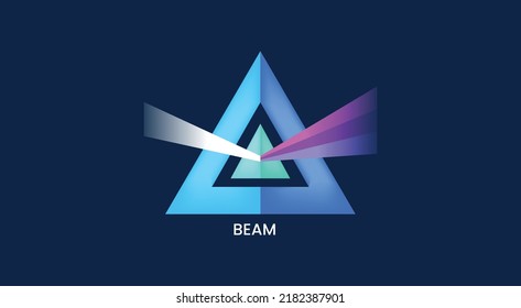 Logo de criptodivisa de la moneda de haz en un fondo aislado con espacio de copia. ilustración vectorial del concepto de diseño de banner con token de 3d Beam.