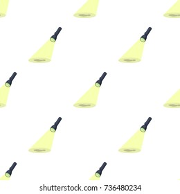 The beam of the flashlight illuminates the footprint. The light of the flashlight single icon in cartoon style vector symbol stock illustration web.