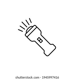 Beam, flashlight lamp, torch icon in flat black line style, isolated on white background 
