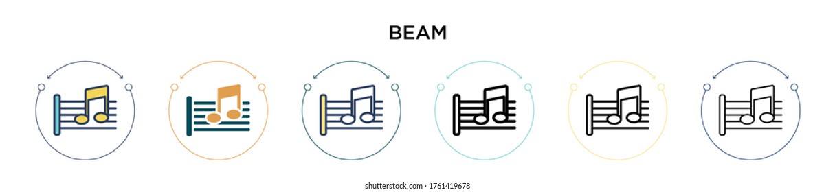 Beam icon in filled, thin line, outline and stroke style. Vector illustration of two colored and black beam vector icons designs can be used for mobile, ui, web