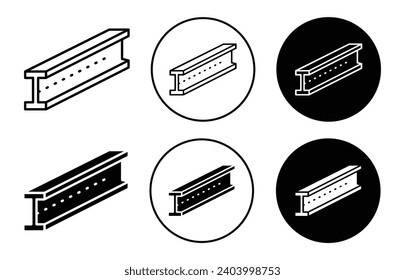 Icono de haz. logotipo de la barra de brida de madera de madera o metal. rayo de estructura de canales de acero inoxidable o hierro para el símbolo de arquitectura de construcción. conjunto de vectores de vectores de haz de onda de madera industrial de vara de onda de onda de onda corta