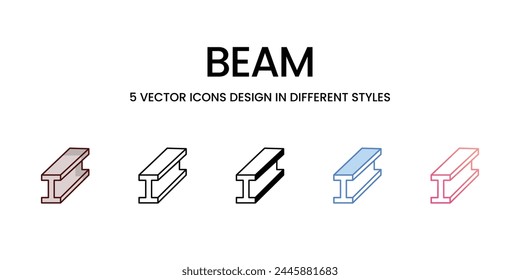 Beam icons set in different style vector stock illustration