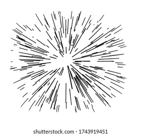 Beam of light. Abstract the sun's rays. Diverging from the center of the high-speed line. Vector illustration for creating dynamic layouts.