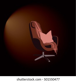 a beam of light falling on the chair