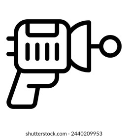 Vector de contorno de icono de pistola de haz. Futura arma espacial. Pistola de rayos de ficción