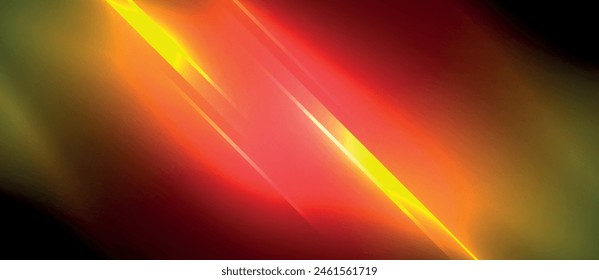 A beam of red and yellow light illuminates a black canvas, resembling the colors of a sunset sky. The colors evoke warmth and energy, creating a vivid and dynamic visual contrast