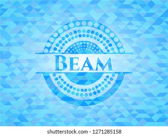 Beam sky blue emblem with mosaic ecological style background