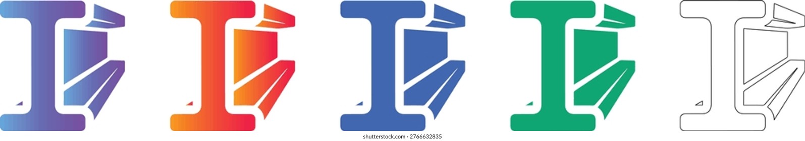 I Beam Steel Structural Profile Icons vol 1896