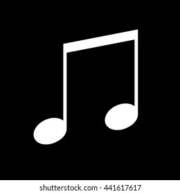 Beamed music note vector icon, white on black background