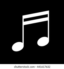 Beamed music note vector icon, white on black background