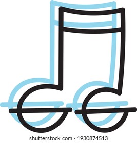 Beamed note with two lines, illustration, vector on white background.