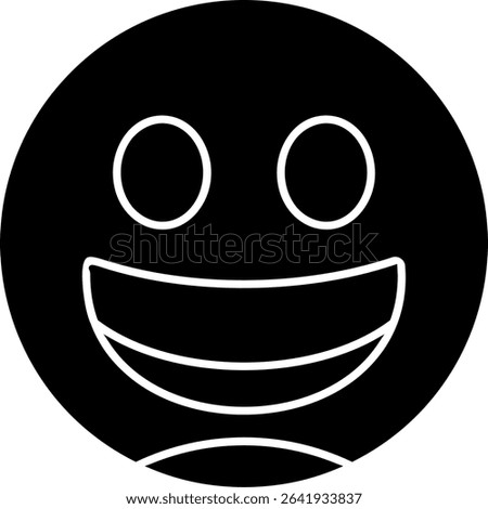 Beaming Face with Smiling E Glyph Vector Icon Design