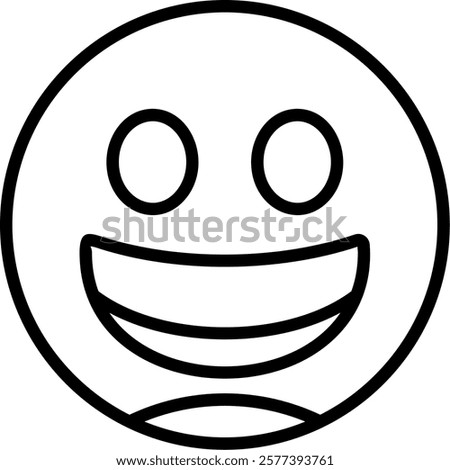 Beaming Face with Smiling E Line Vector Icon Design