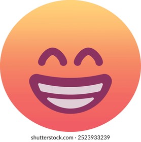 Rosto radiante com olhos sorridentes ícone emoji. Cores modernas, elemento popular para mídias sociais e designs digitais. Emoticon, elemento isolado.