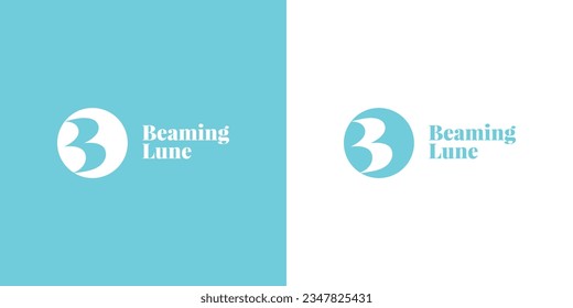 Beaming logo design with a vector serif elegant font and a B shape on a moon symbol.