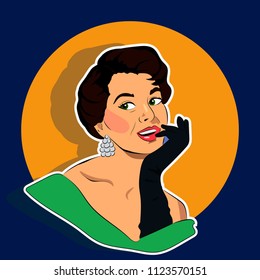 Beaming Woman - Retro Clip Art