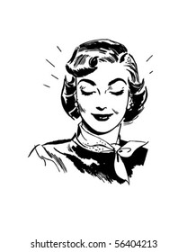 Beaming Woman - Retro Clip Art