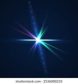 Beams of bright light shining on black background. White and golden beams of bright light shining on black background
